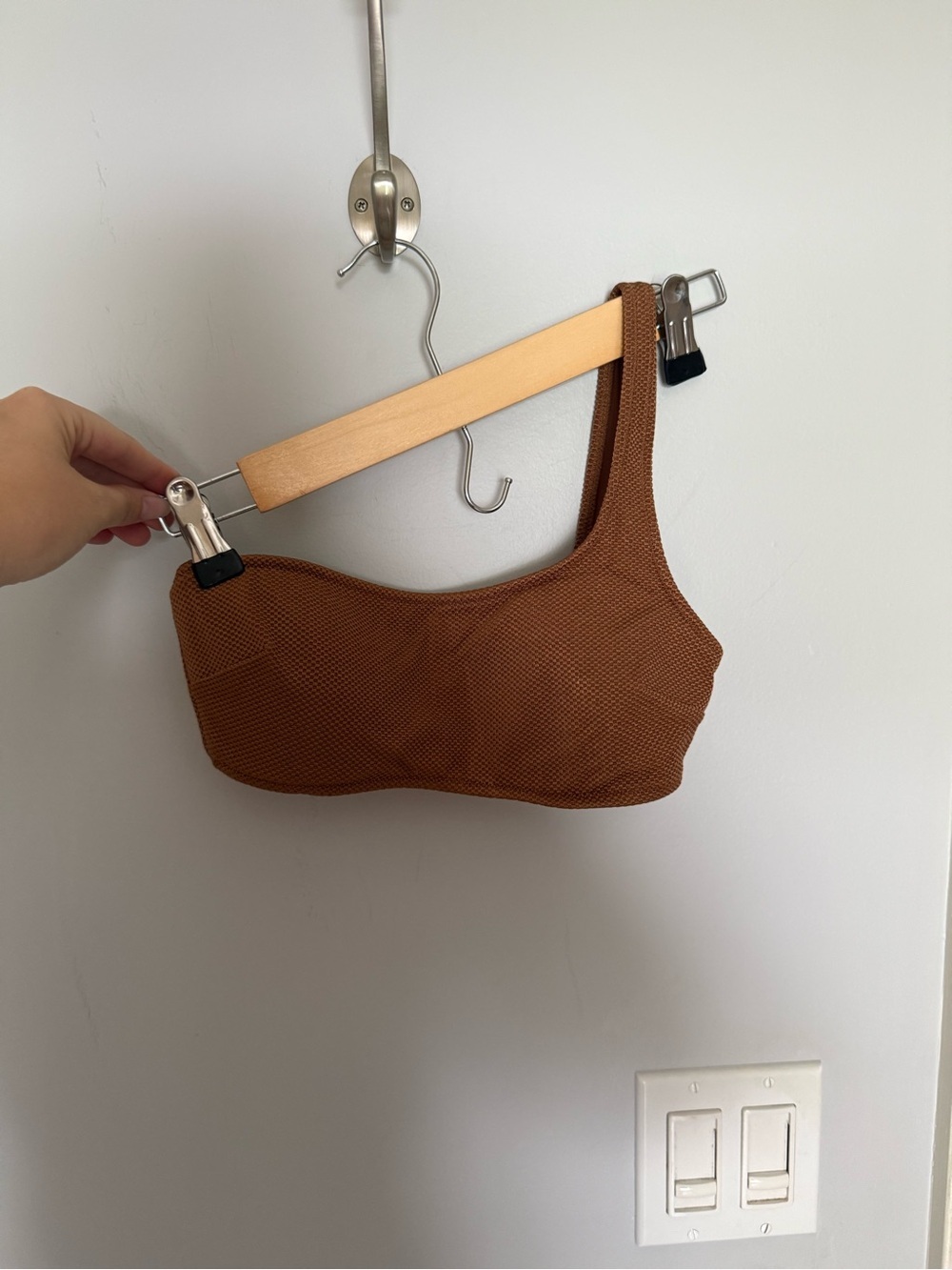aerie Brown One-Shoulder Textured Bikini Set - Picture 2 of 7